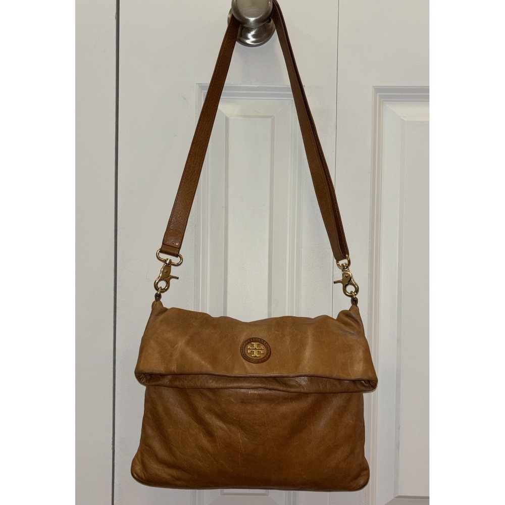 Tory Burch Designer Dena Foldover Convertible Flap Crossbody Purse Leather Bag